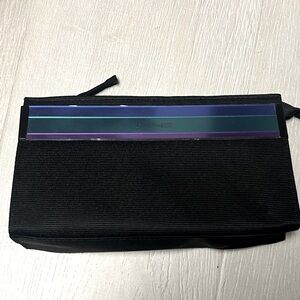 New MAC makeup bag metallic stripes black purple blue